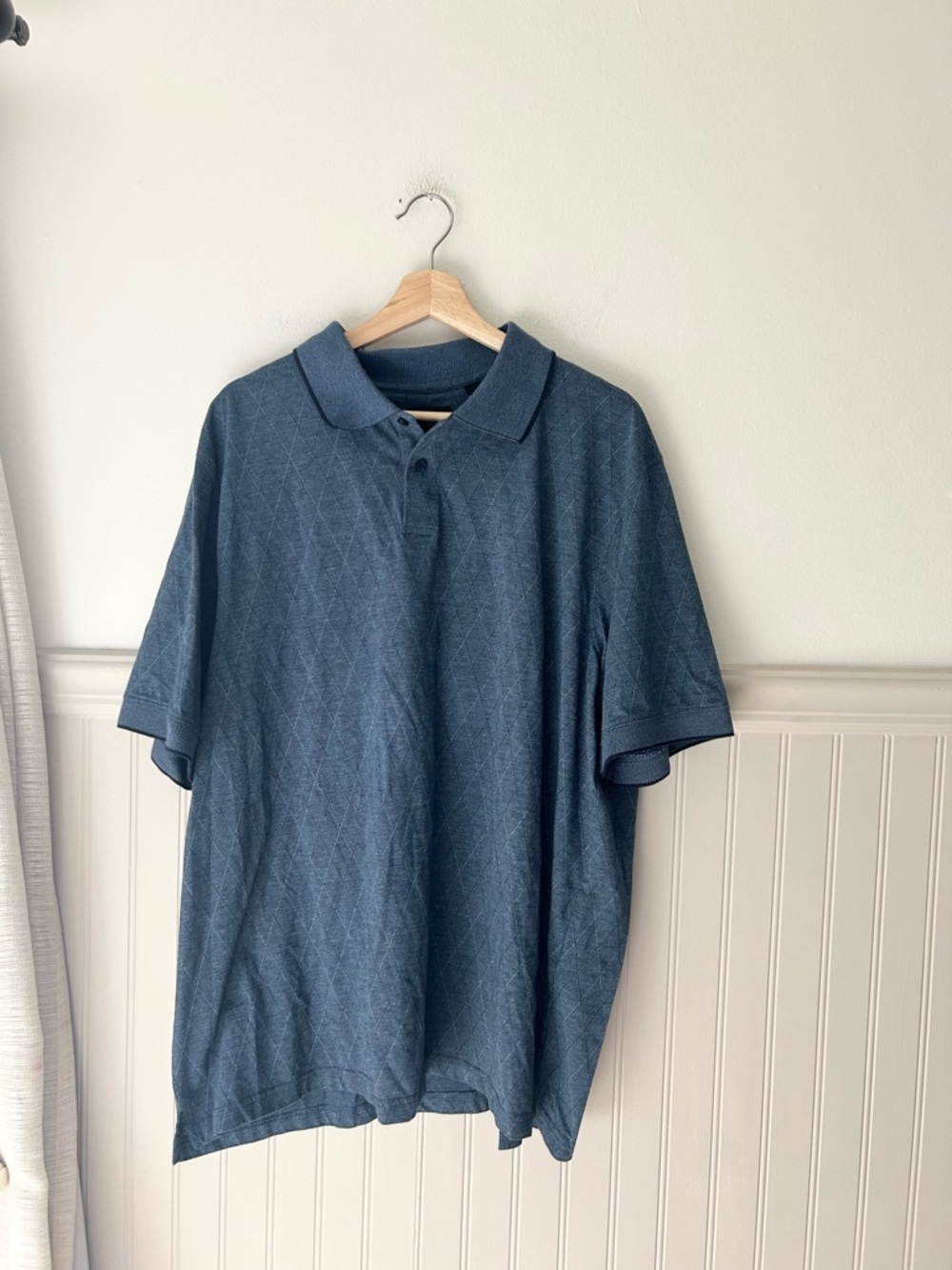 Haggar XXL Slate Blue Diamond-Textured Golf Polo